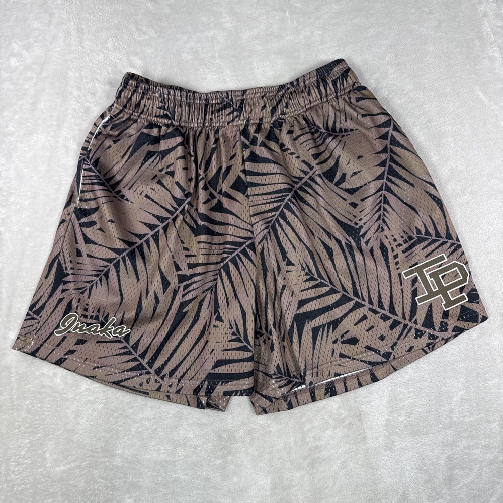 Inaka Power IP Double Mesh Jungle Forest Brown Gym Basketball Shorts X-Large
